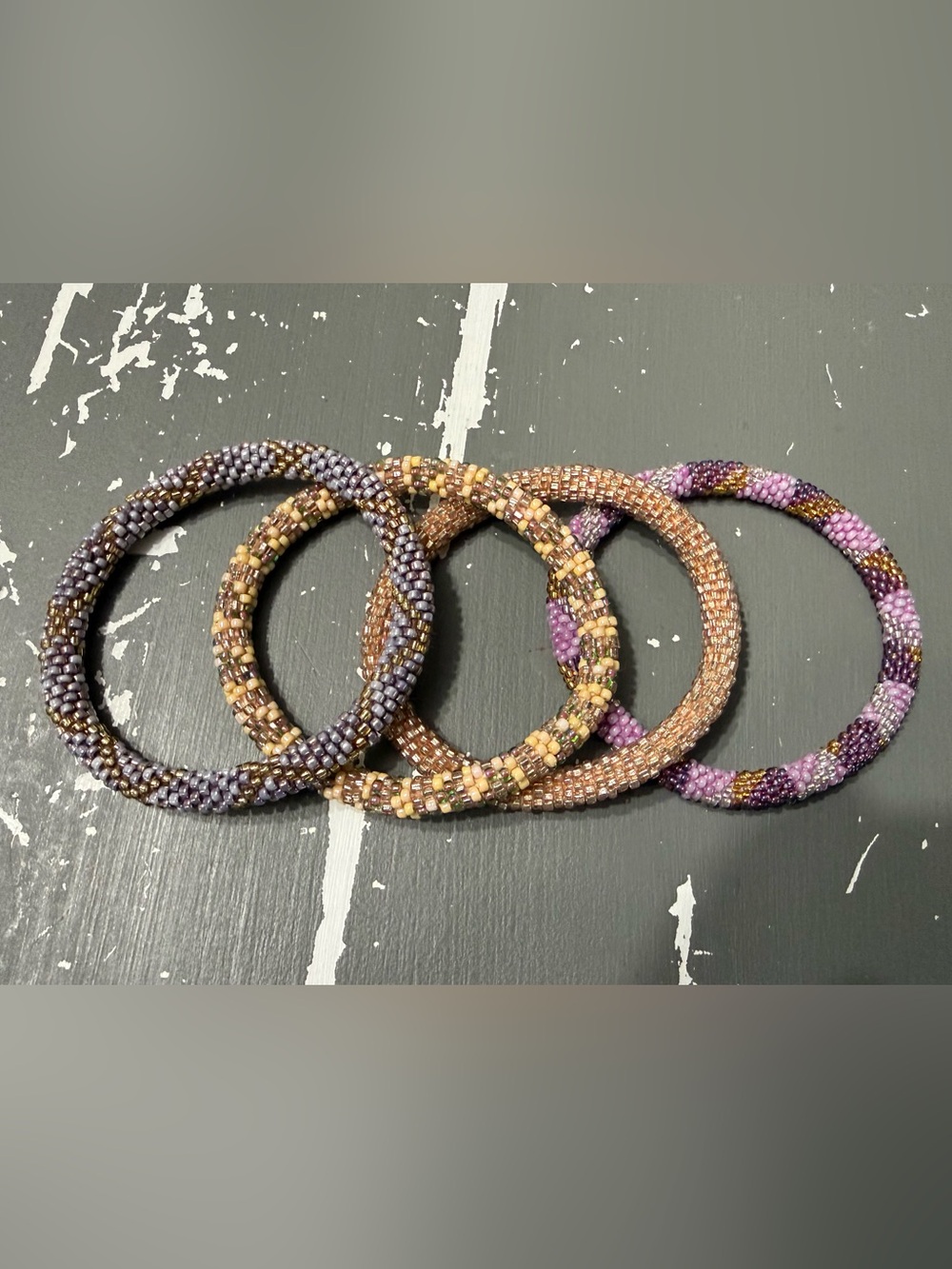 LILY AND LAURA Purple and Pink Beaded Bracelet Stack